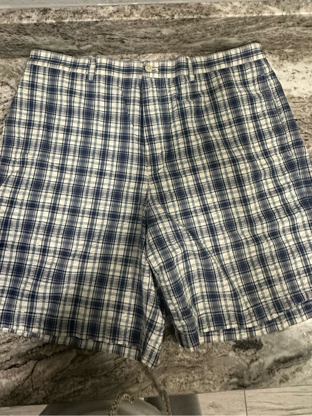 Vineyard Vines Blue and White Plaid Flat Front Shorts